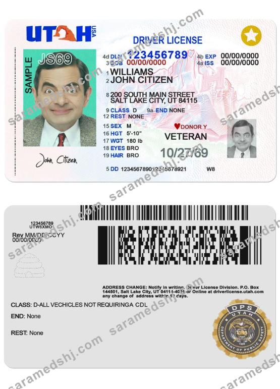 USA Utah driving license 2021-present